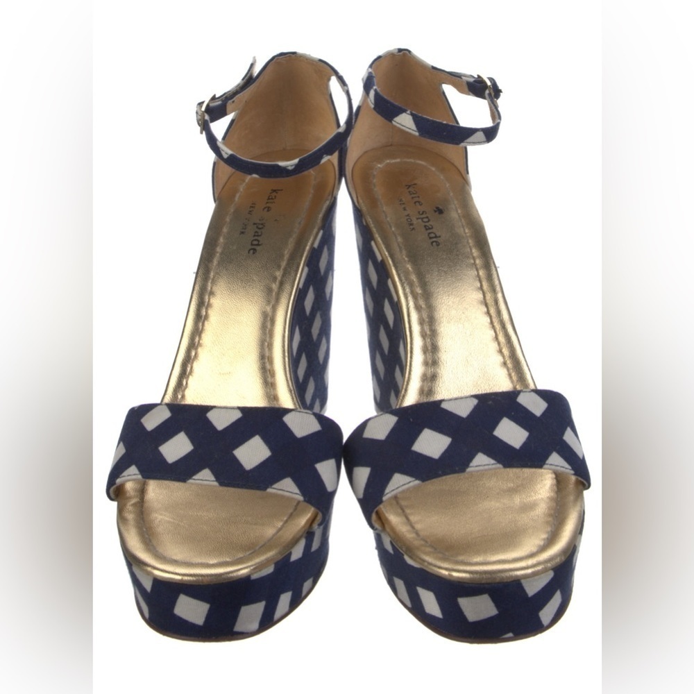 Kate Spade Gingham Wedge Platform Sandals - Picture 5 of 5